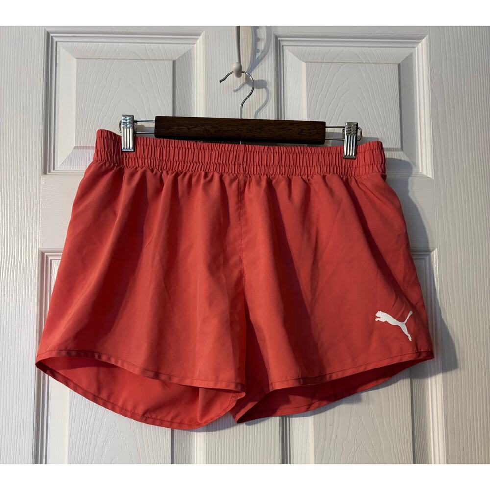 Puma Workout Shorts Women's Large Coral Pink Activewear Gym Sports